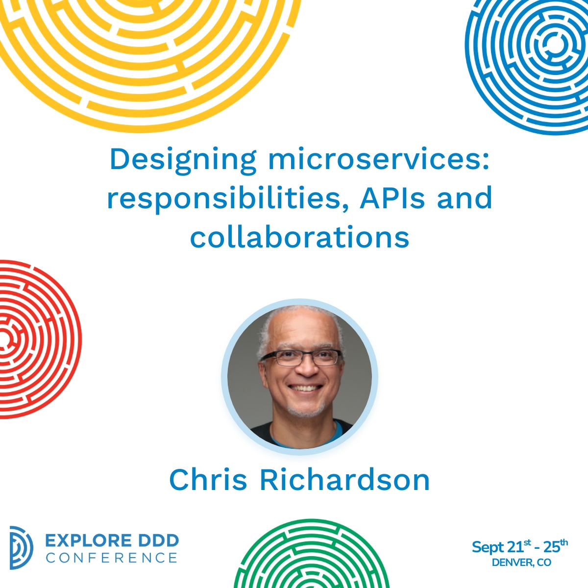 Designing microservices: responsibilities, APIs and collaborations workshop banner